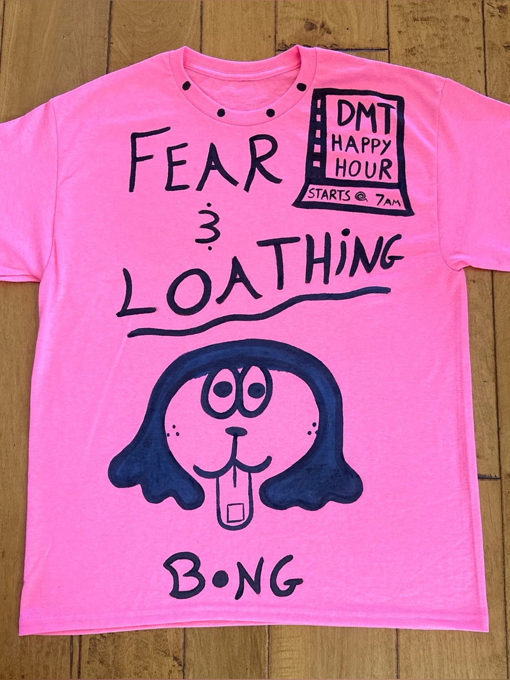 Fear & Loathing Graphic Tee - Hot Pink with Black Print